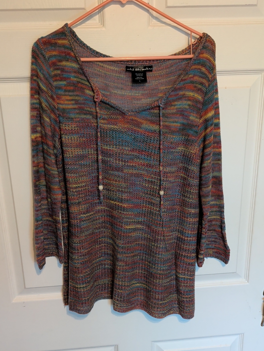 united states sweaters Multicolor Knit Scoop-Neck Sweater with Drawstrings
